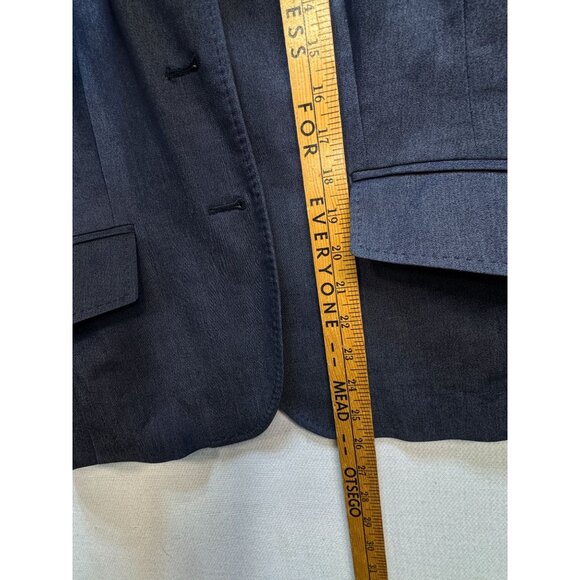 Talbots Womens Preppy Blazer Coat Stretch Size 14 Navy Long Sleeve Classic - Picture 8 of 14